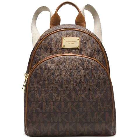 michael kors logo tote brown and cream|Michael Kors brown leather backpack.